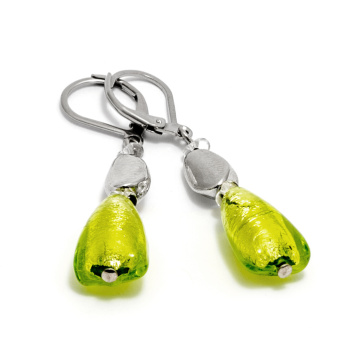 Šperky Murano Millefiori - Náušnice ADA - svetlo - zelená