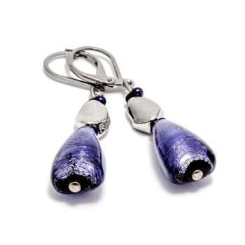 Šperky Murano Millefiori - Náušnice ADA - fialové