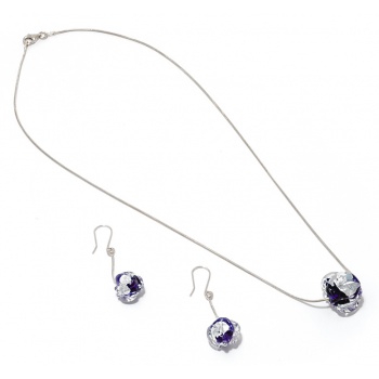 Šperky Murano Millefiori - set CHANEL - modrá