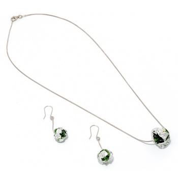 Šperky Murano Millefiori - set CHANEL - zelená