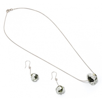 Šperky Murano Millefiori - set CHANEL - šedá
