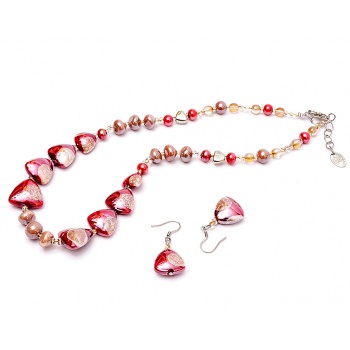 Šperky Murano Millefiori - Set DANIELA - červený