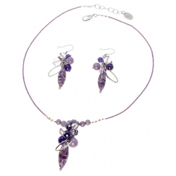 Šperky Murano Millefiori - Set ADEMIRA - fialová