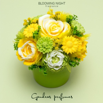 Gaudeas parfumes - ručné výrábane parfémy a dekorácie - Dekoračná kytica - vôňa Blooming Night - žlto zelená