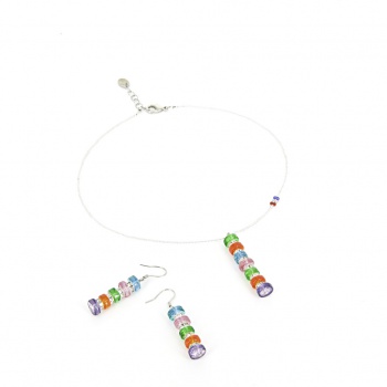 Šperky Murano Millefiori - Set AZALEEA - zeleno - oranžový