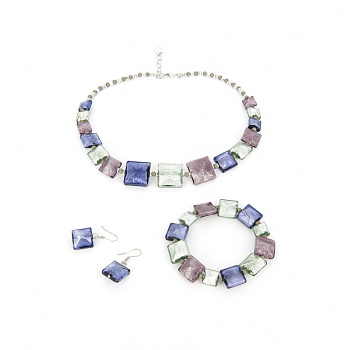 Šperky Murano Millefiori - Set HEAVEN - fialový