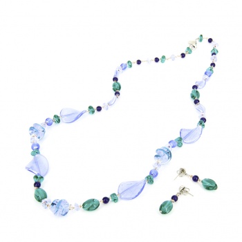 Šperky Murano Millefiori - Set BEVERLY - tyrkysový
