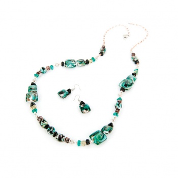 Šperky Murano Millefiori - Set TAYLOR - tyrkysový