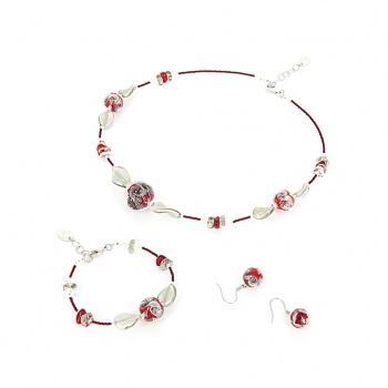 Šperky Murano Millefiori - Set AMENA - červený