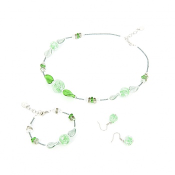 Šperky Murano Millefiori - Set AMENA - zelený