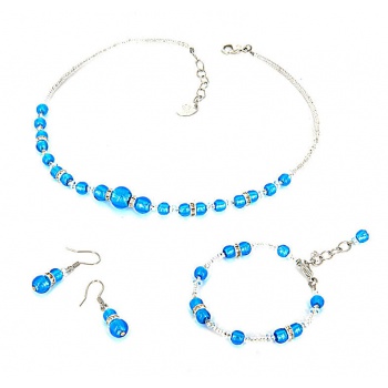 Šperky Murano Millefiori - Set LANA - tyrkysový