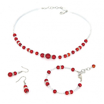Šperky Murano Millefiori - Set LANA - červený