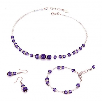 Šperky Murano Millefiori - Set LANA - fialový