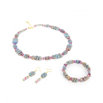 Šperky Murano Millefiori - Set OZANA - tyrkysovo - ružový