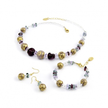 Šperky Murano Millefiori - Set ALKA - fialový