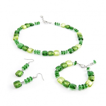 Šperky Murano Millefiori - Set CEZARA - zelený