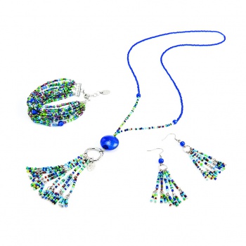 Šperky Murano Millefiori - Náušnice KUMARI - modré