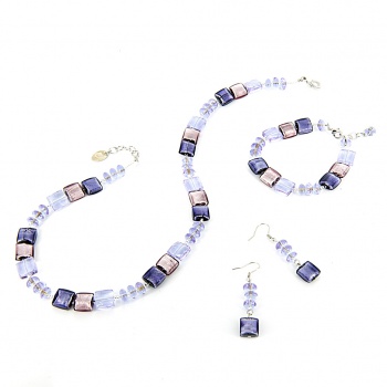 Šperky Murano Millefiori - Set CEZARA - fialový