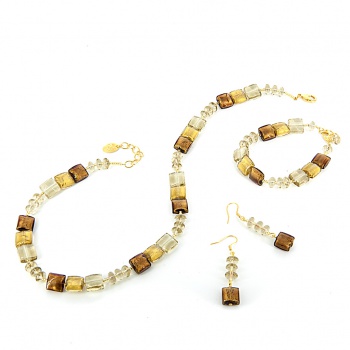 Šperky Murano Millefiori - Set CEZARA - zlatý