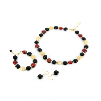 Šperky Murano Millefiori - Set DONNA - čierno - červený