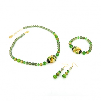 Šperky Murano Millefiori - Set ANTOANETA - zelený