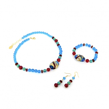 Šperky Murano Millefiori - Set ANTOANETA - tyrkysový