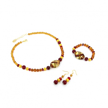 Šperky Murano Millefiori - Set ANTOANETA - žltý