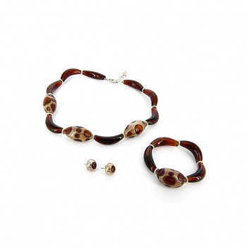 Šperky Murano Millefiori - Set LATOYA  - hnedý