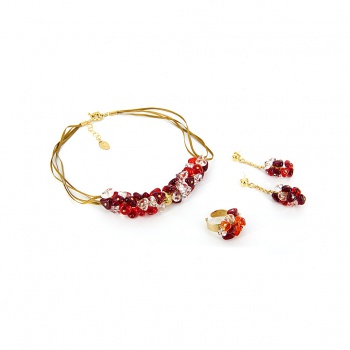 Šperky Murano Millefiori - Set AMELIE - červený