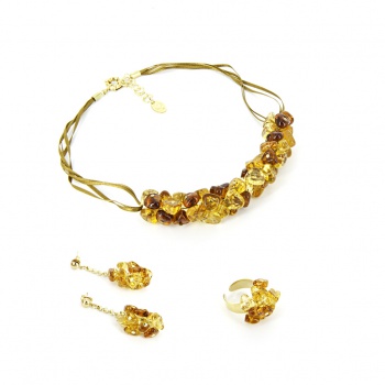 Šperky Murano Millefiori - Set AMELIE - zlatý