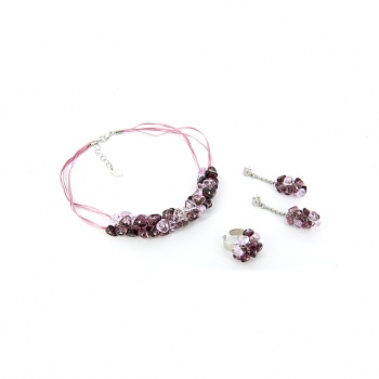 Šperky Murano Millefiori - Set AMELIE - fialový