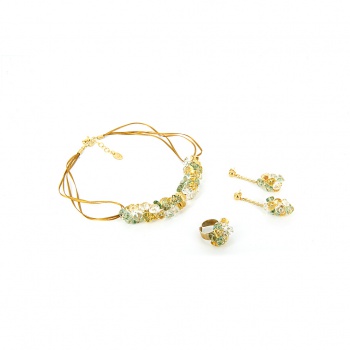Šperky Murano Millefiori - Set AMELIE - šedo - zlatá