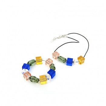 Šperky Murano Millefiori - Set MARILU - modrý