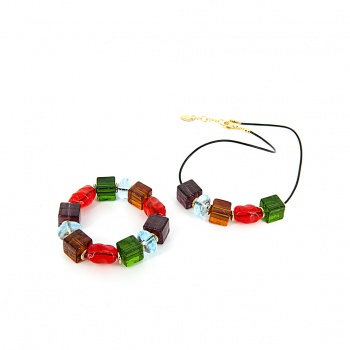 Šperky Murano Millefiori - Set MARILU - červený