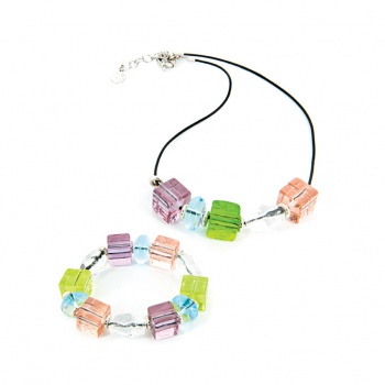 Šperky Murano Millefiori - Set MARILU - ružový