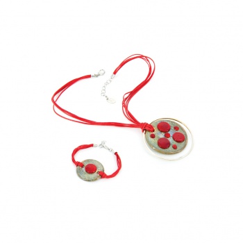 Šperky Murano Millefiori - Set SACHA - červený
