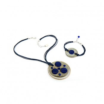 Šperky Murano Millefiori - Set SACHA - modrý