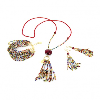 Šperky Murano Millefiori - Náušnice KUMARI - červené