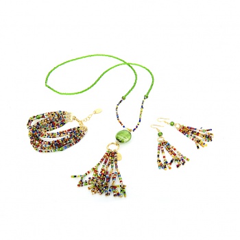 Šperky Murano Millefiori - Náušnice KUMARI - zelené
