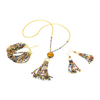 Šperky Murano Millefiori - Náušnice KUMARI - zlaté
