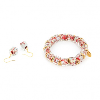 Šperky Murano Millefiori - Náramok SIERRA - červený