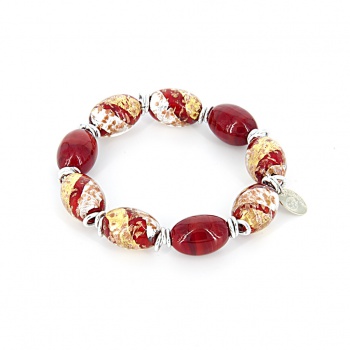 Šperky Murano Millefiori - Náramok MILENA - červený