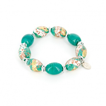 Šperky Murano Millefiori - Náramok MILENA - tyrkysový