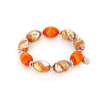 Šperky Murano Millefiori - Náramok MILENA - oranžový