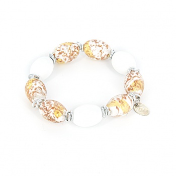 Šperky Murano Millefiori - Náramok MILENA - biely