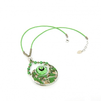 Šperky Murano Millefiori - Náhrdelník NOELIA - zelený