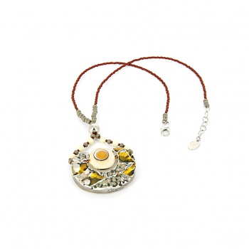 Šperky Murano Millefiori - Náhrdelník NOELIA - hnedo - žltý