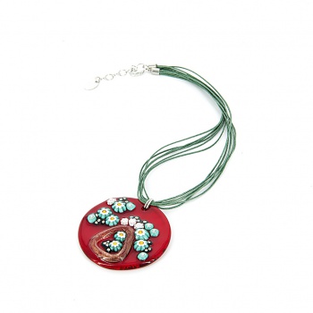 Šperky Murano Millefiori - Náhrdelník AUGUSTA - červený