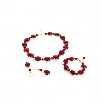 Šperky Murano Millefiori - Set IRINA - červený