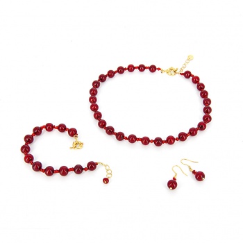 Šperky Murano Millefiori - Set EVA - červený